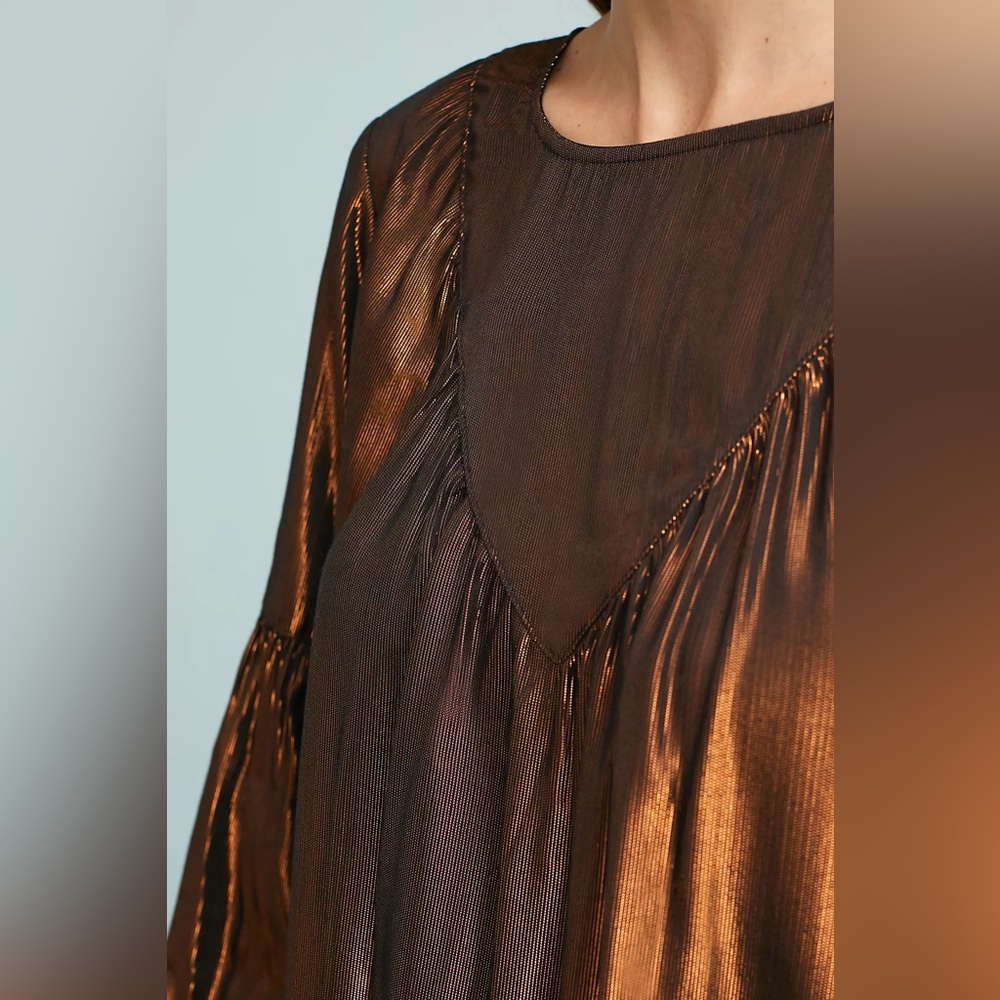 Anthropologie Amadi Merry Metallic Blouse Size Medium - Picture 2 of 11